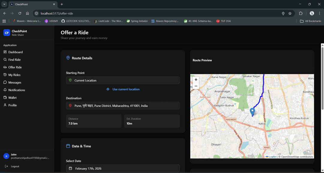 CheckPoint – Dynamic Ride Share Management System